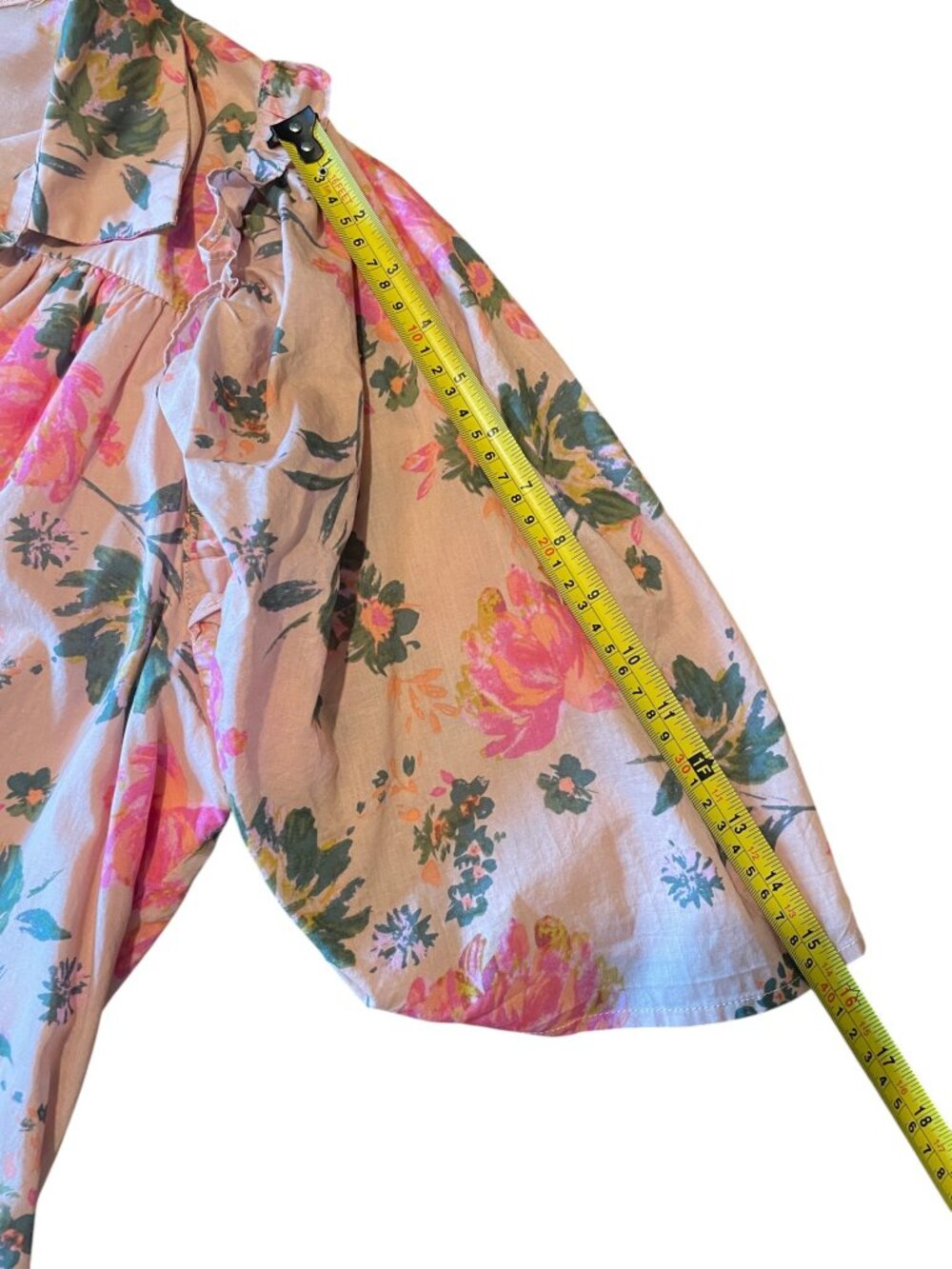 Entro Floral Babydoll Dress Peach Pink Ruffle Tiered Plus Size 1X - Picture 8 of 11